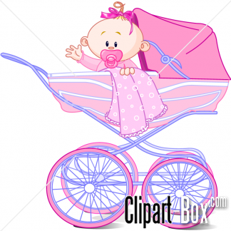 CLIPART BABY GIRL IN PRAM.