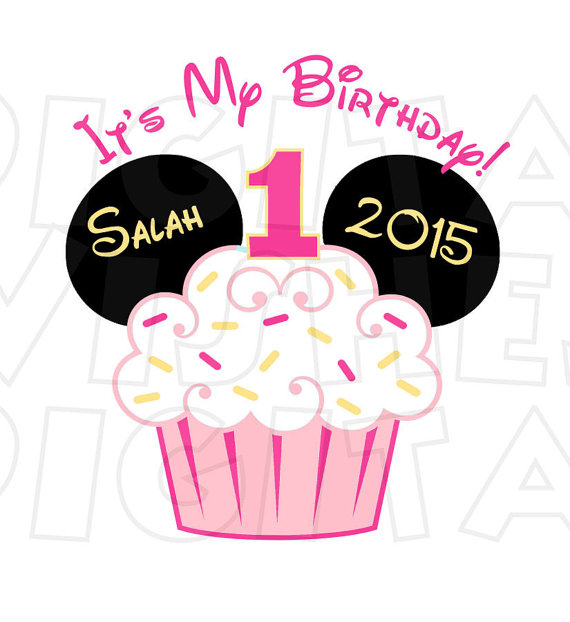 Baby Minnie Mouse Cupcake 1st Birthday Image PERSONALIZED name.