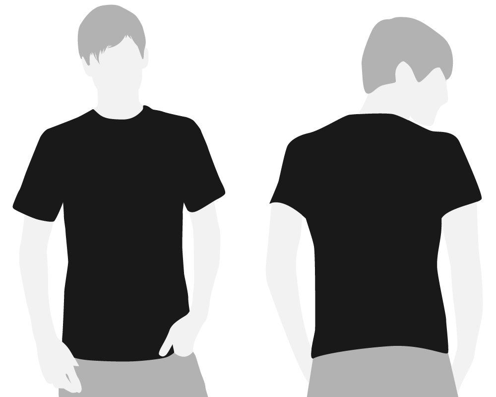 black shirt front and back model.