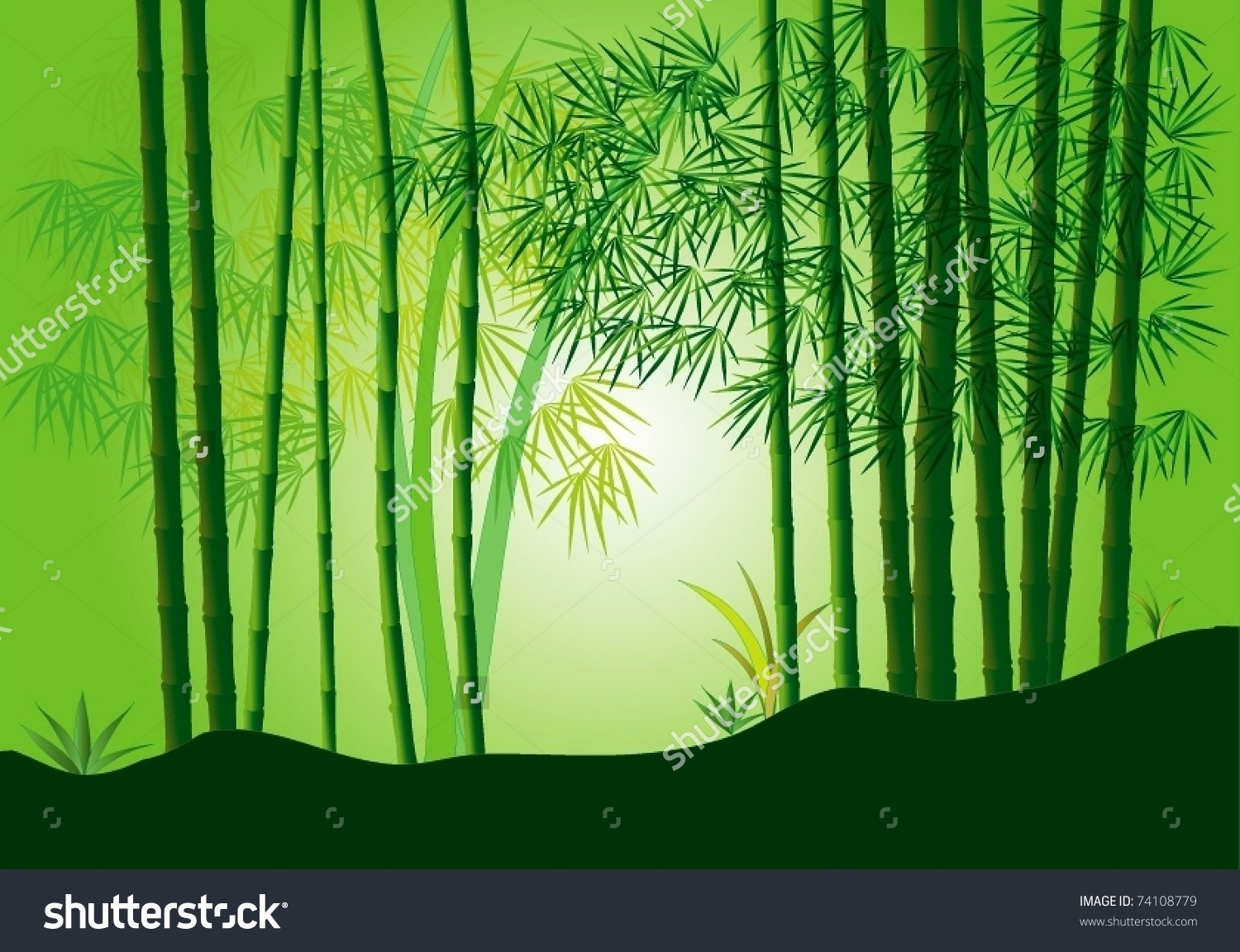 Beautiful Bamboo Forest Stock Vector 74108779.