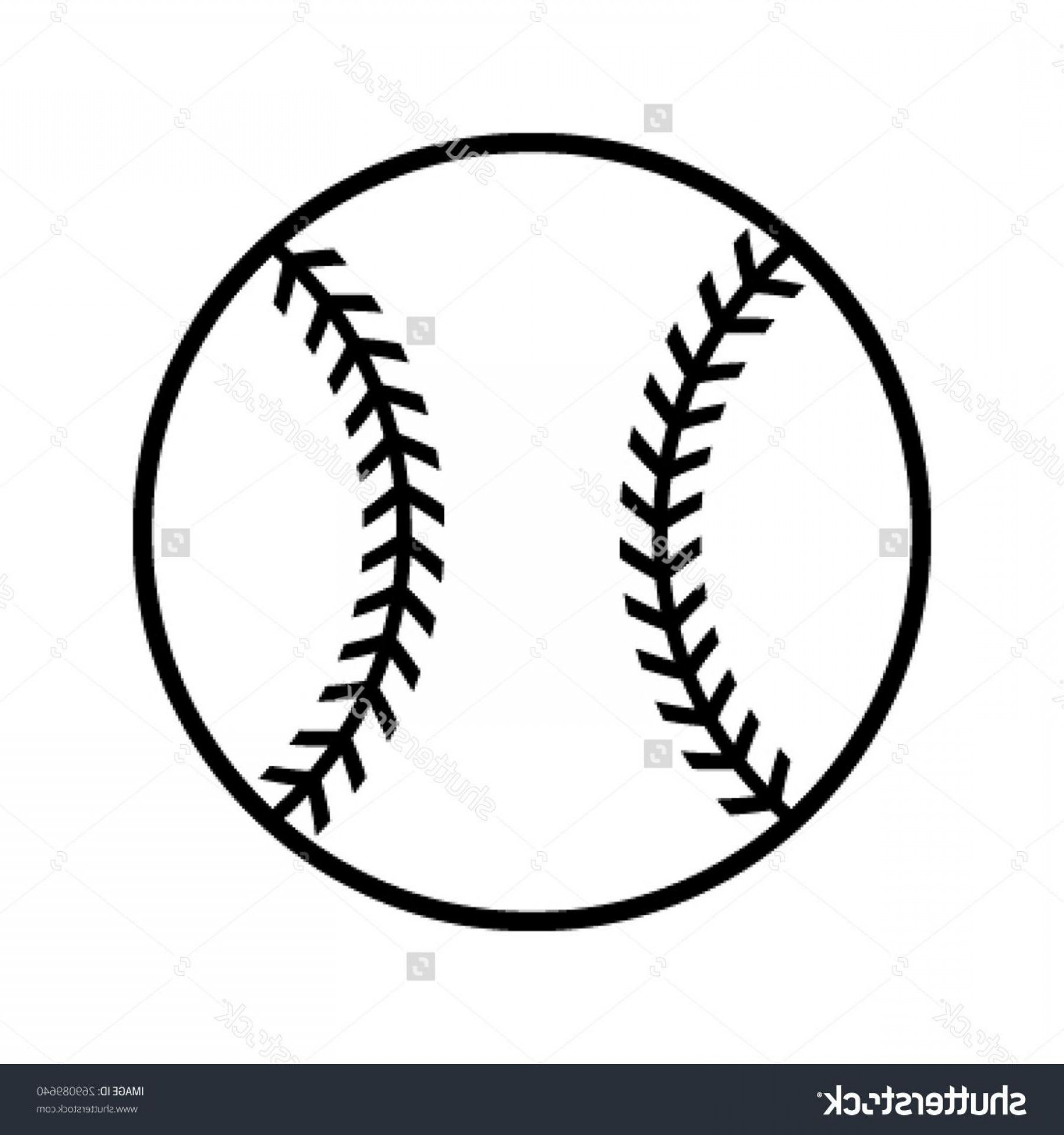 Stock Vector Simple Black Baseball With Stitches Icon.