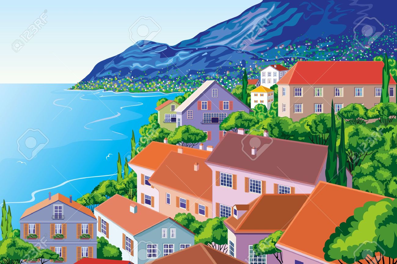 Beautiful village clipart.