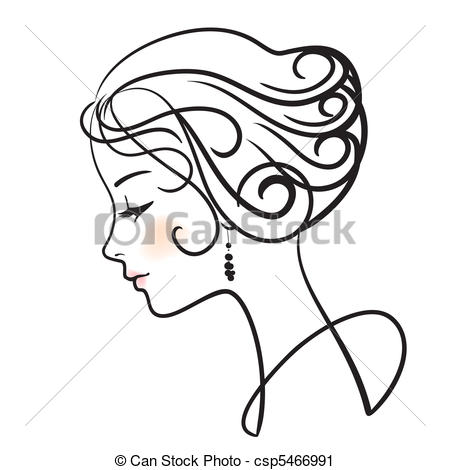 Clipart di bello, donna, vettore, illustrazione, faccia.