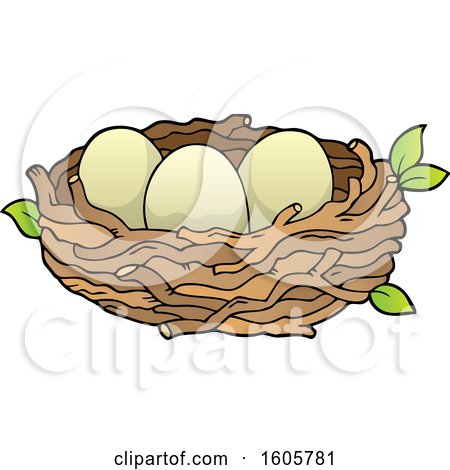 Clipart of a Bird Nest with Eggs.