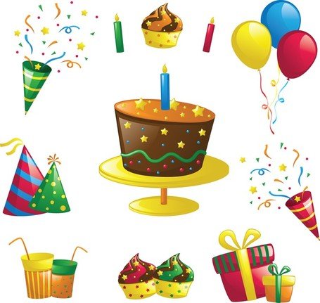 Birthday Design Element Set Clipart Picture Free Download.