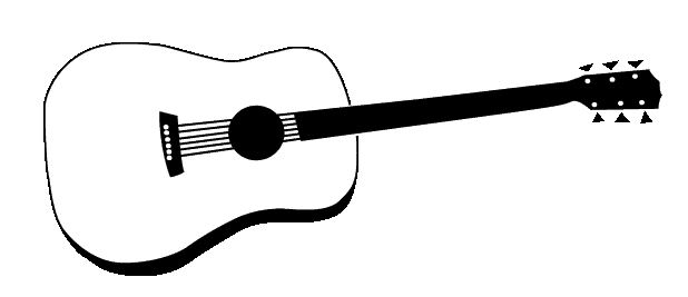 Black And White Acoustic Guitar Clipart.