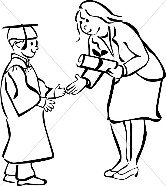 Child Graduate in Black and White.