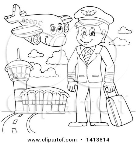 Clipart Black And White Pilot.