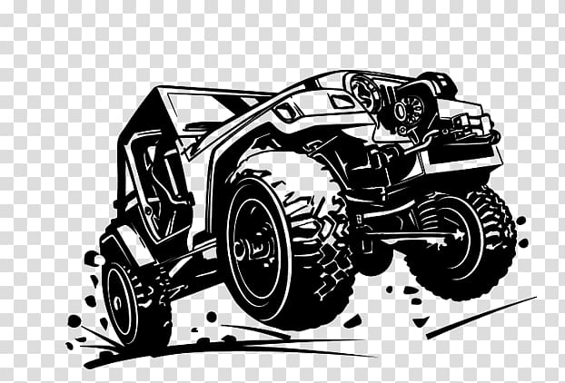 Gray and black UTV artwork, Jeep Car Off.