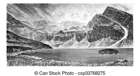 Stock Illustrations of Gasienica Black Lake in Koscielec Valley in.