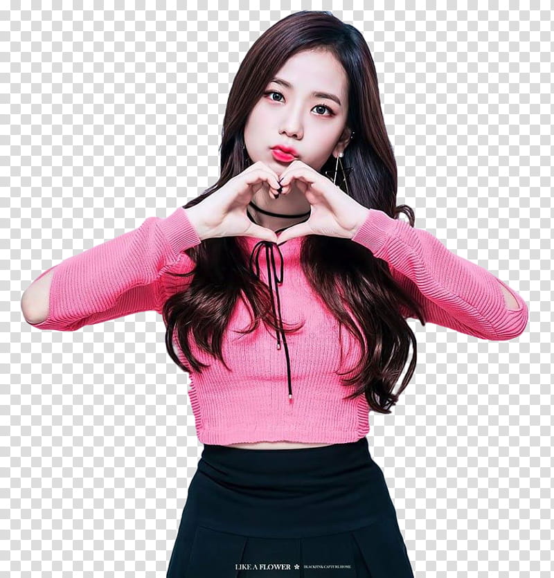 JiSoo BLACKPINK, woman wearing pink sweater illustration.