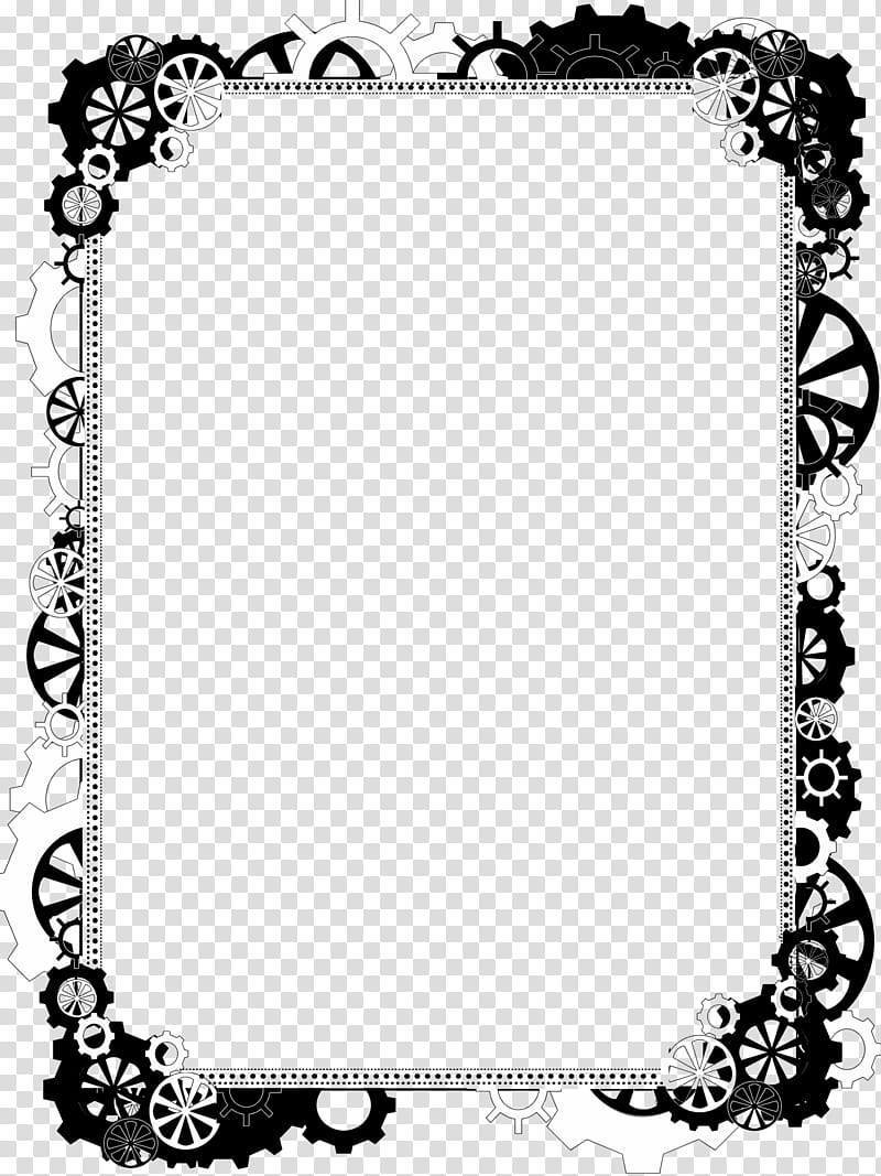 Bdr Steampunk Bling , black and white borderlines transparent.