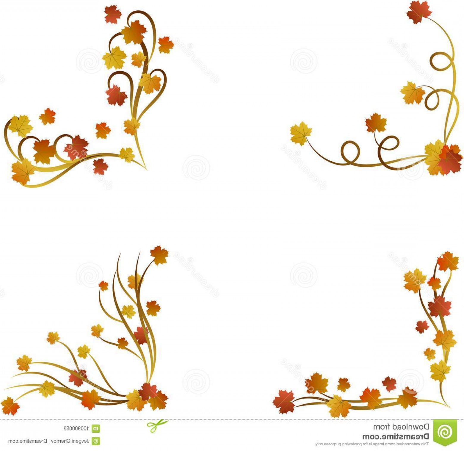 Autumn Maple Leaves Border Set Colorful Autumnal Page Borders.