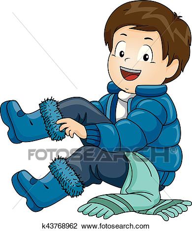 Kid Boy Winter Clothes Clipart.