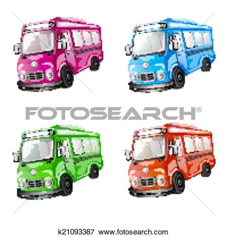 Clip Art of Color car collection. k21093387.