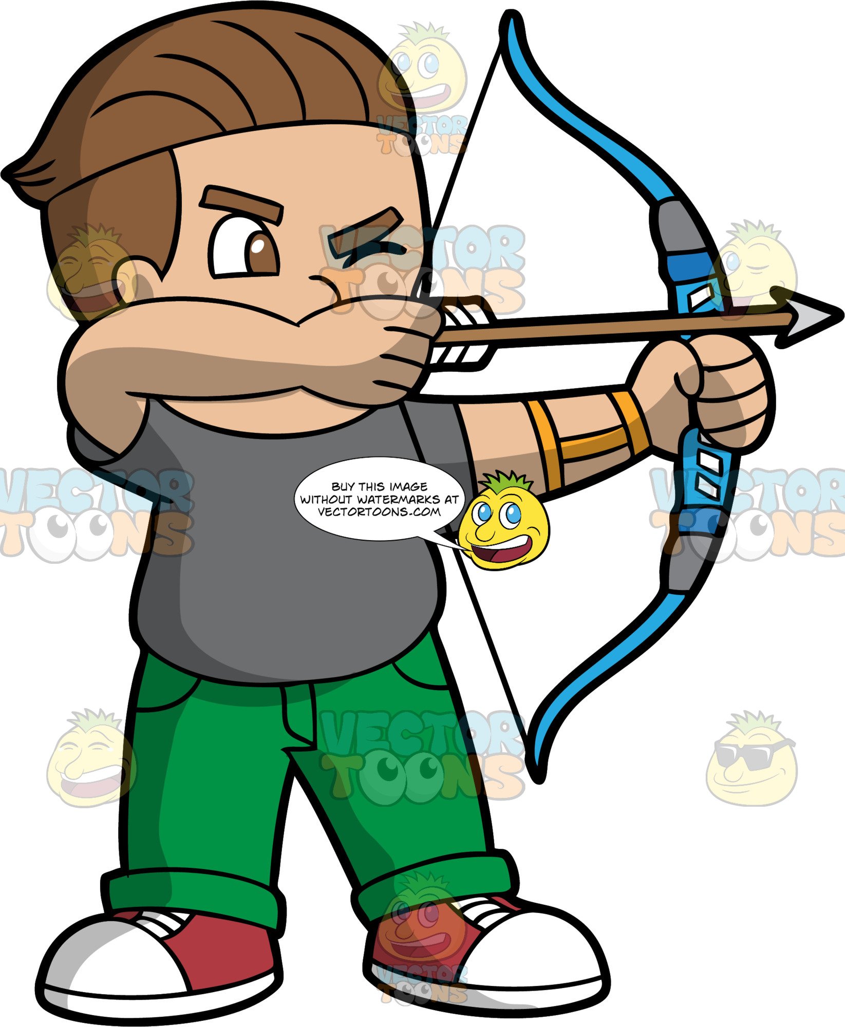 Light Skinned Boy Holding A Bow And Arrow.