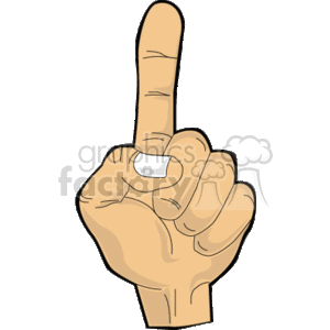 cartoon left index finger clipart. Royalty.