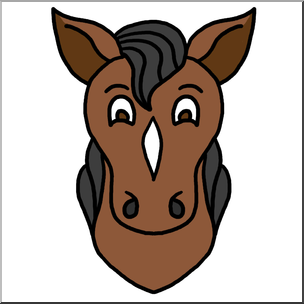 Clip Art: Cartoon Animal Faces: Horse Color I abcteach.com.