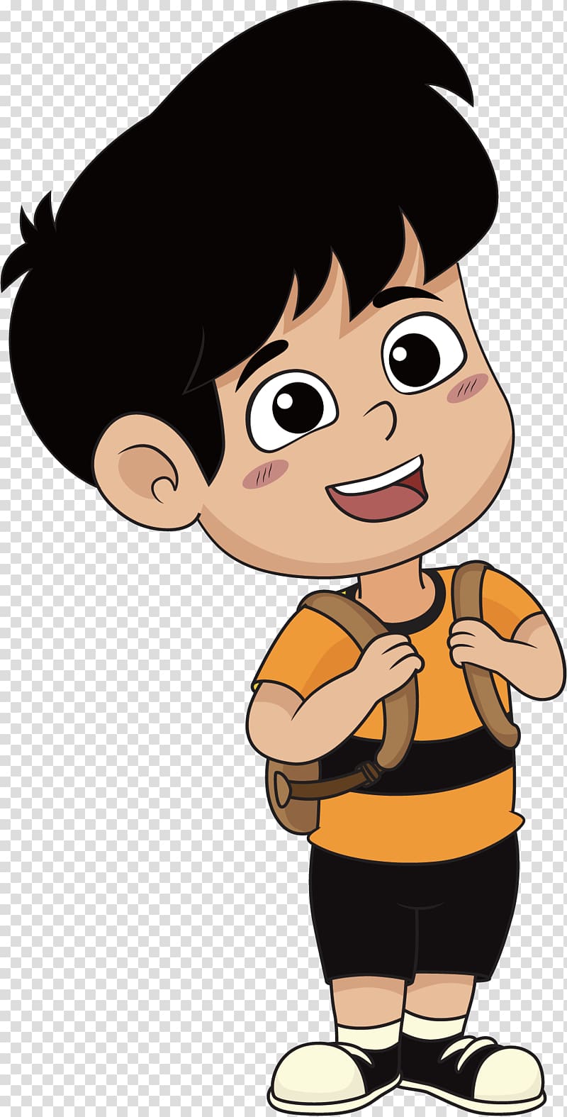 Boy wearing backpack illustration, Cartoon Illustration.