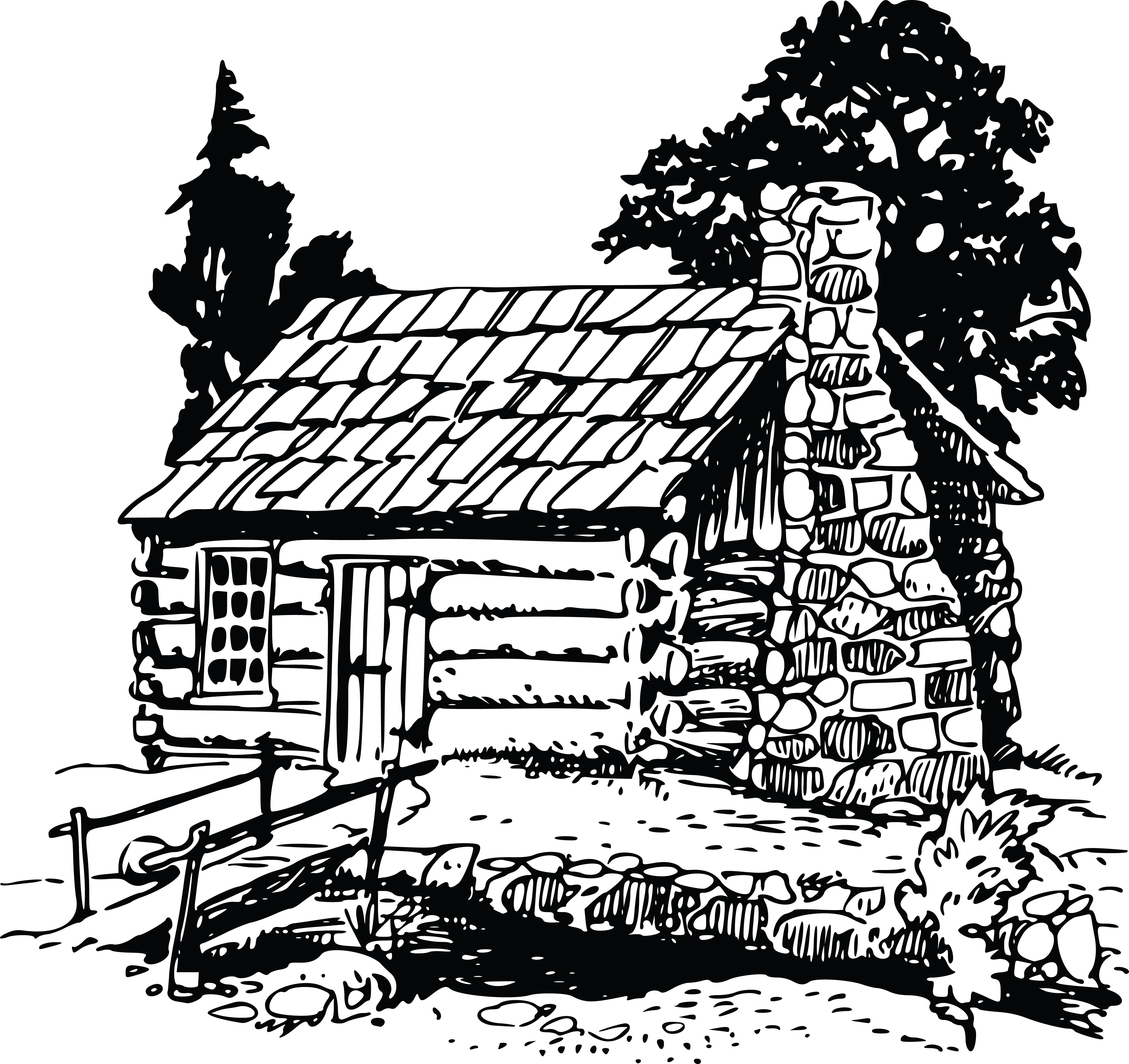 Free Clipart Of A Rustic Log Cabin.