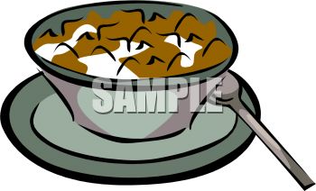 Flake Cereal in a Bowl of Milk Clip Art.