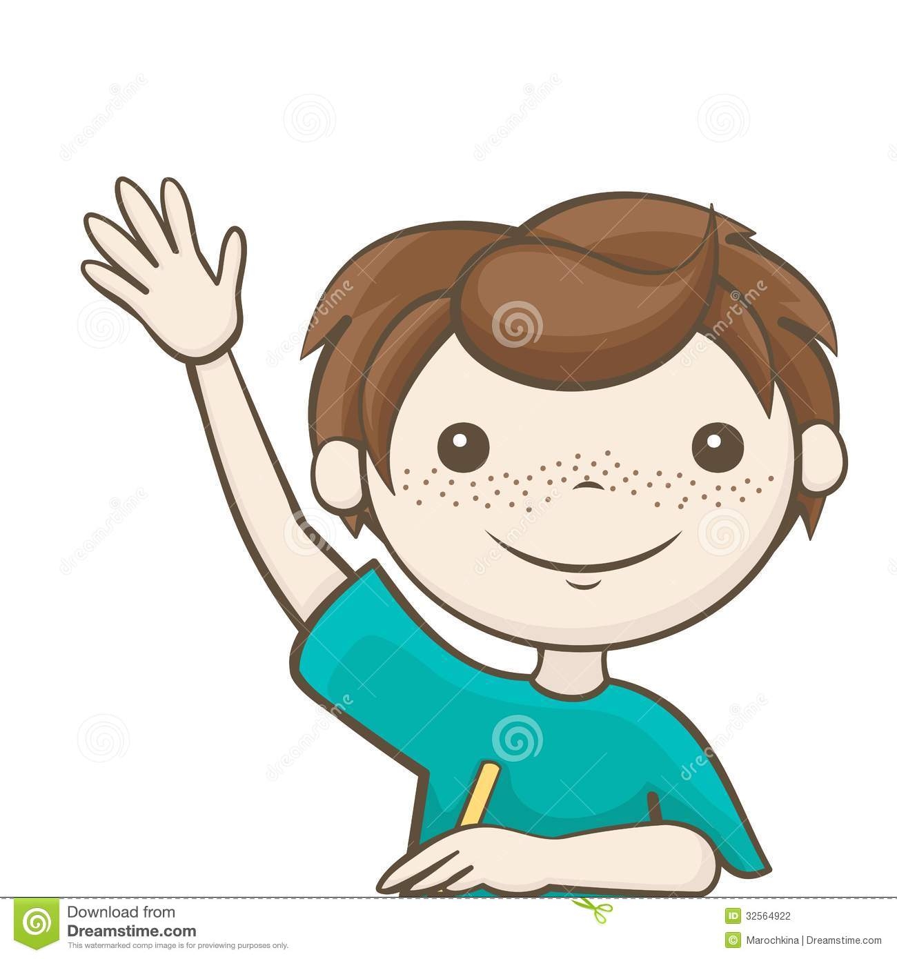 Kid Raising Hand Clipart.