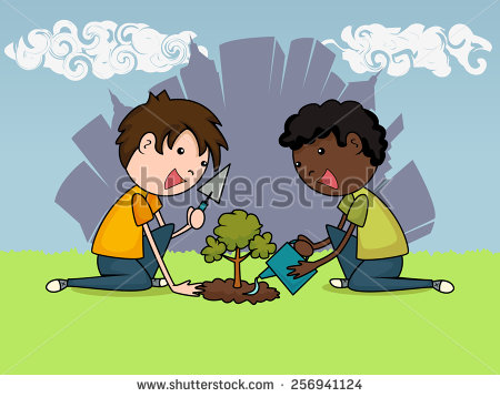 Kids Planting Tree Stock Images, Royalty.