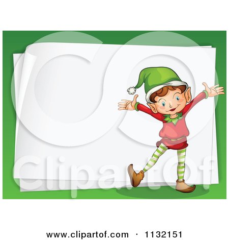 Cartoon Of A Blank Christmas Letter Paper With A Gift 2.