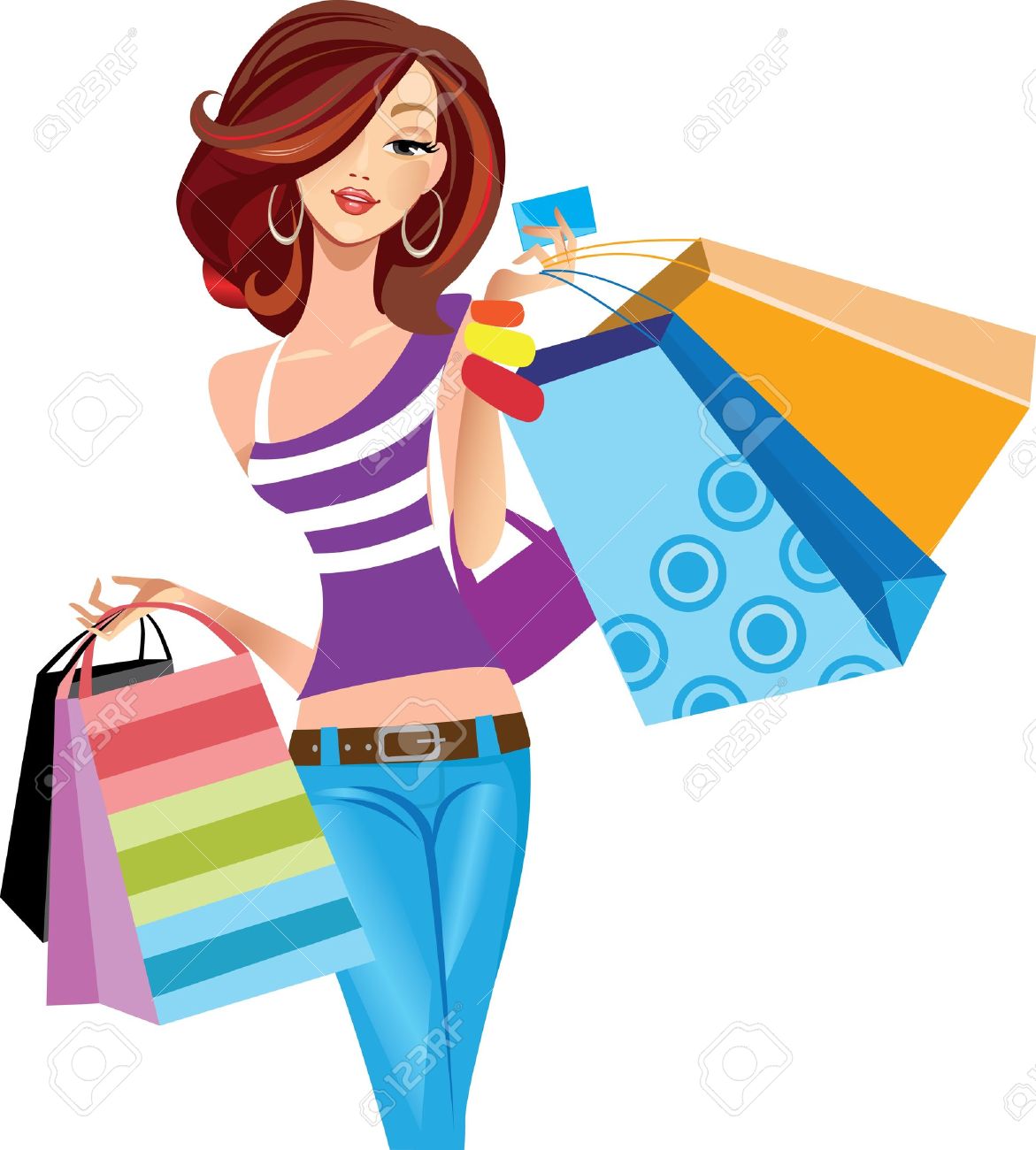 Girl Shopping Clipart.