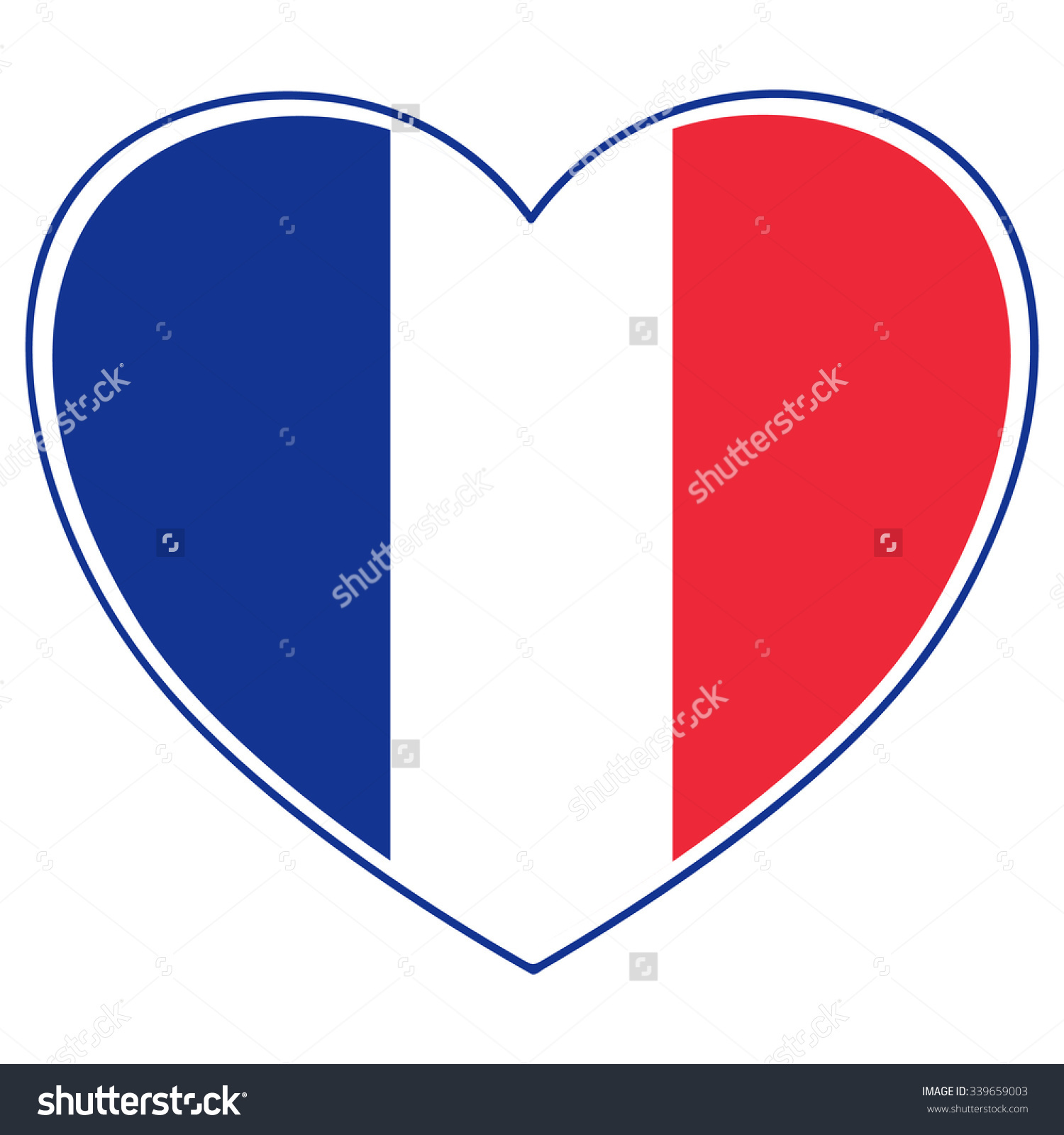 Vector Heart Shape French Flag Tricolor Stock Vector 339659003.