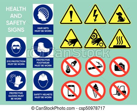 Health and safety signs collection.