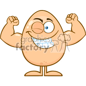 10932 Royalty Free RF Clipart Strong Egg Cartoon Mascot Character Winking  And Showing Muscle Arms Vector Illustration clipart. Royalty.