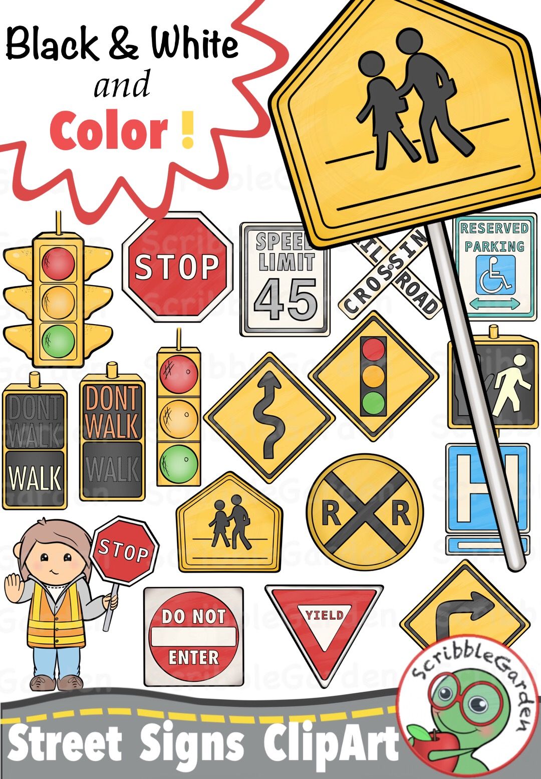 Road Safety: Street Signs ClipArt.