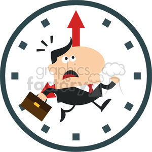 8275 Royalty Free RF Clipart Illustration Hurried Manager Running Past A  Clock Modern Flat Design Vector Illustration clipart. Royalty.