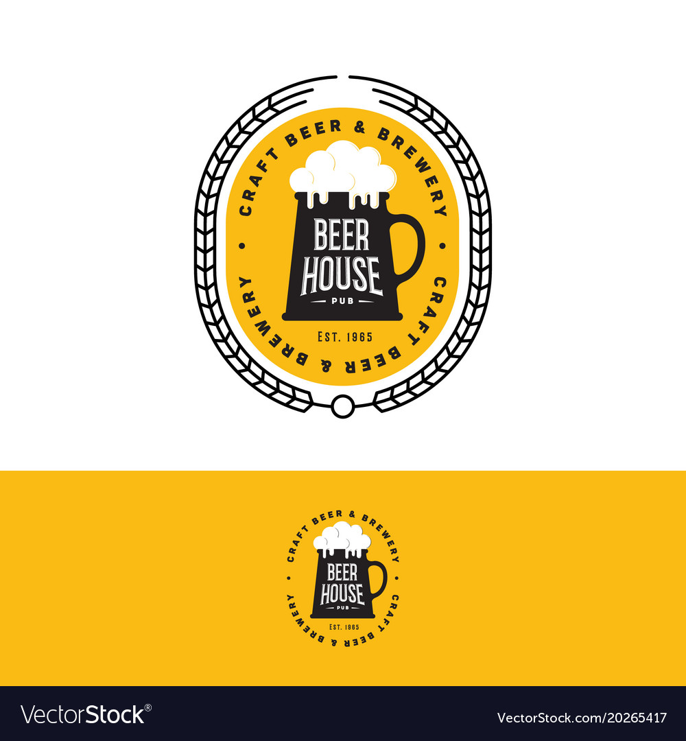 Craft beer logo brewery emblem yellow.