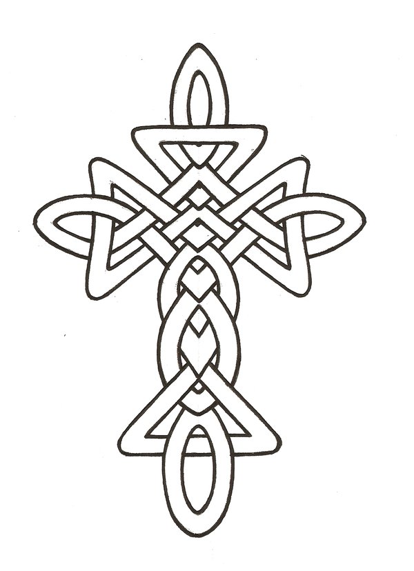 Celtic Cross Line Drawing.