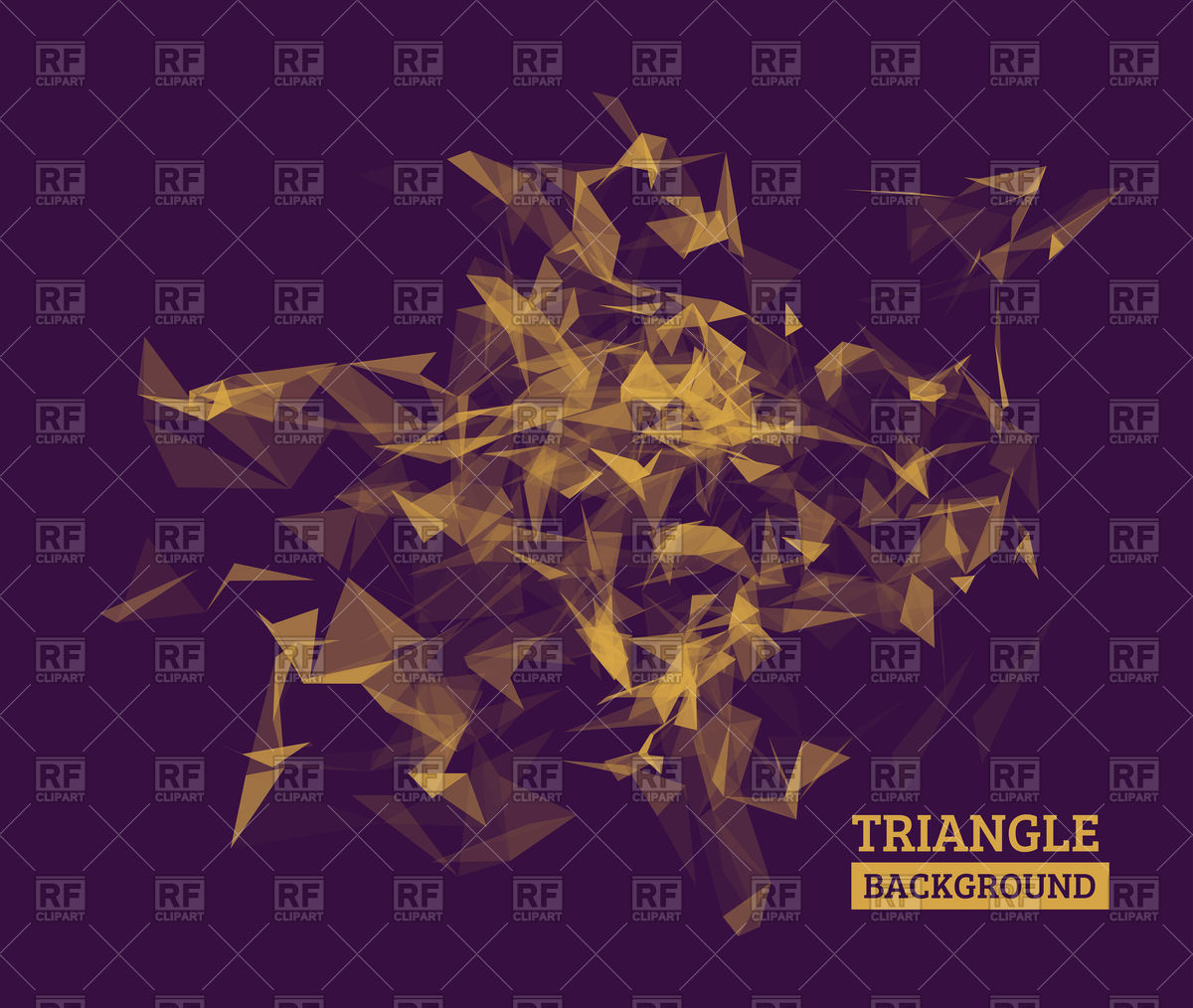 Geometric dark violet and gold polygonal background Vector Image.