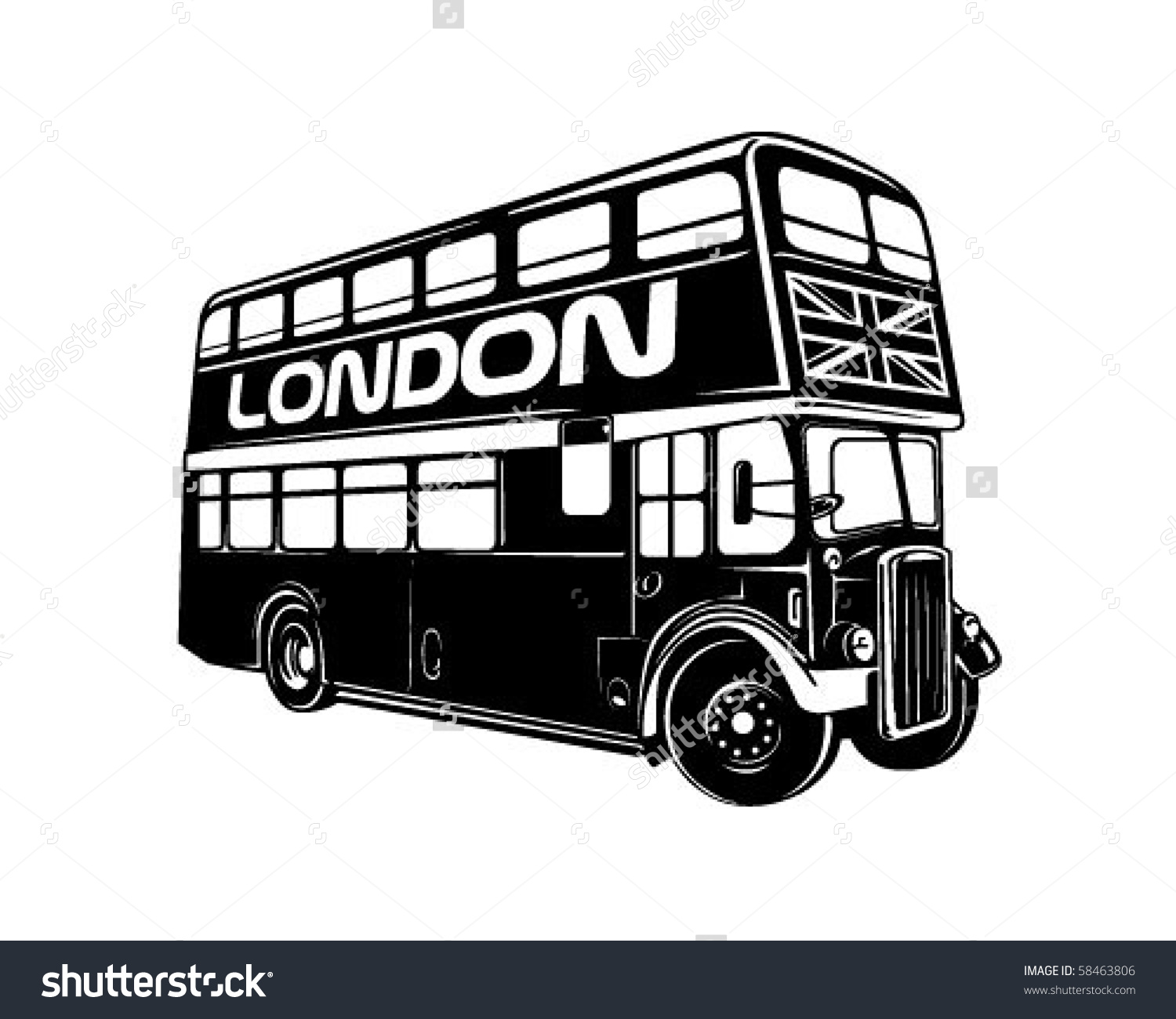 Double Decker Bus Retro Clip Art Stock Vector 58463806.