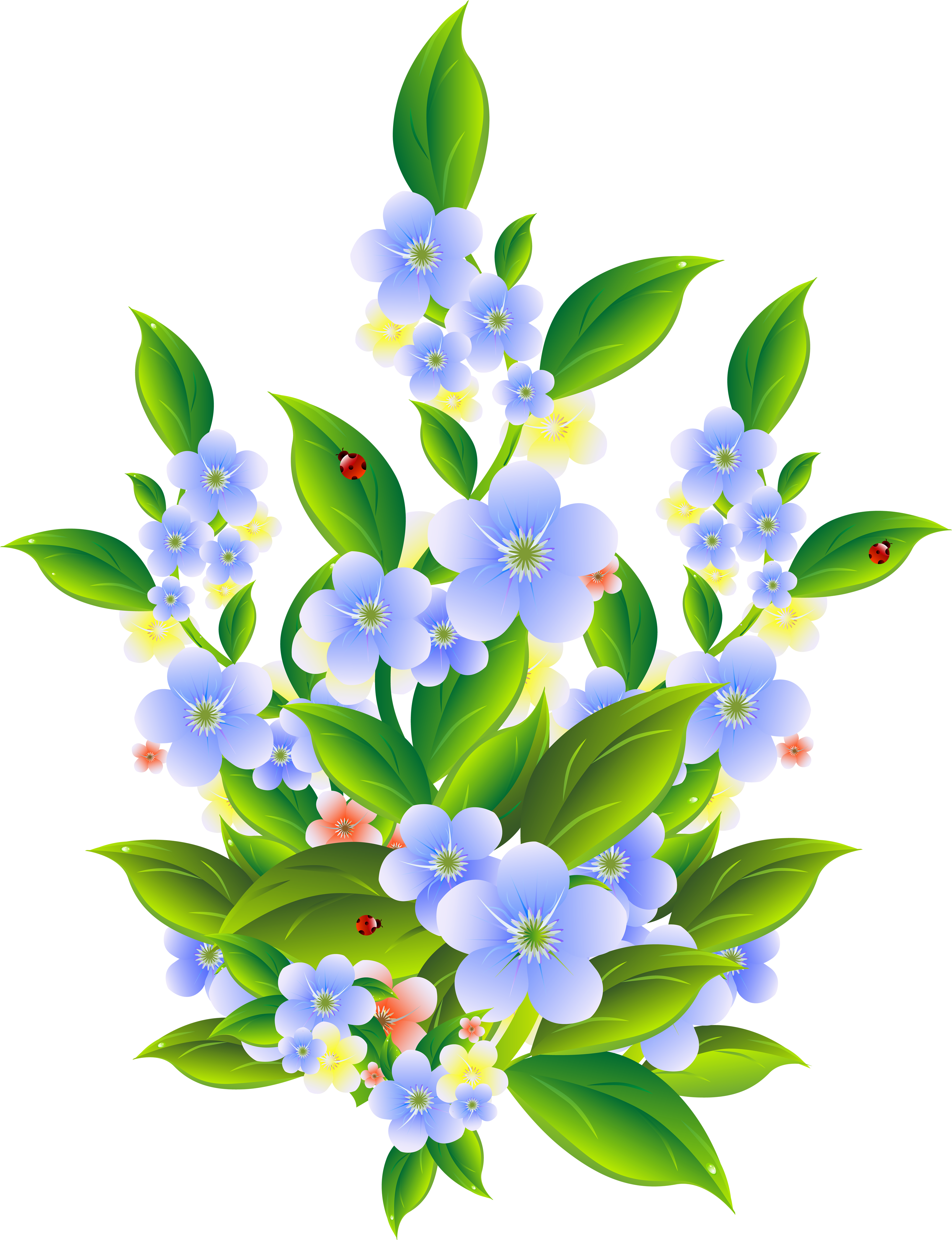 Floral Bush Decoration Transparent Clip Art PNG Image.