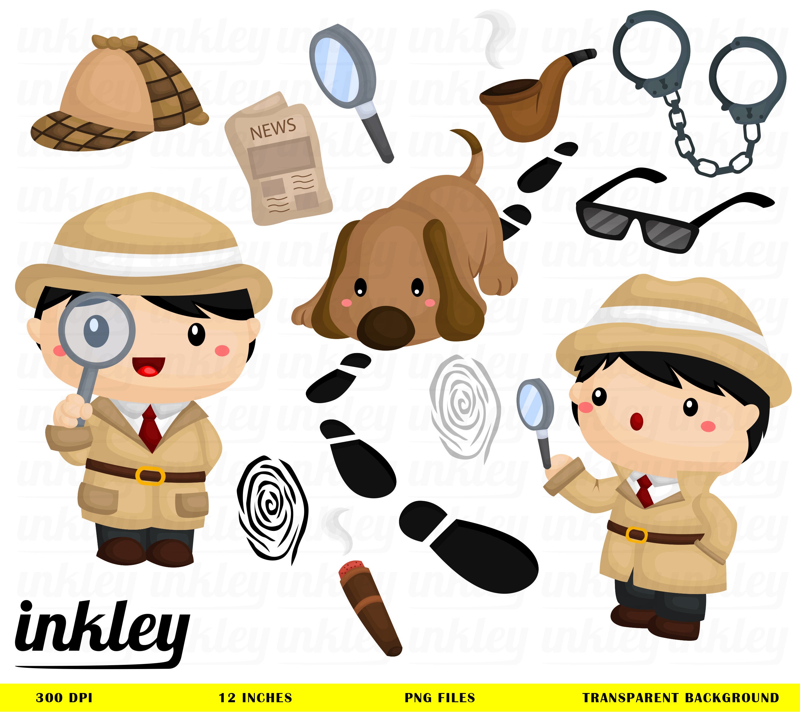 Detective Clipart, Detective Clip Art, Detective Png, Dog Clipart,  Investigation Clipart, Sunglasses Clipart, Cute Kid Clipart, Cute Animal.