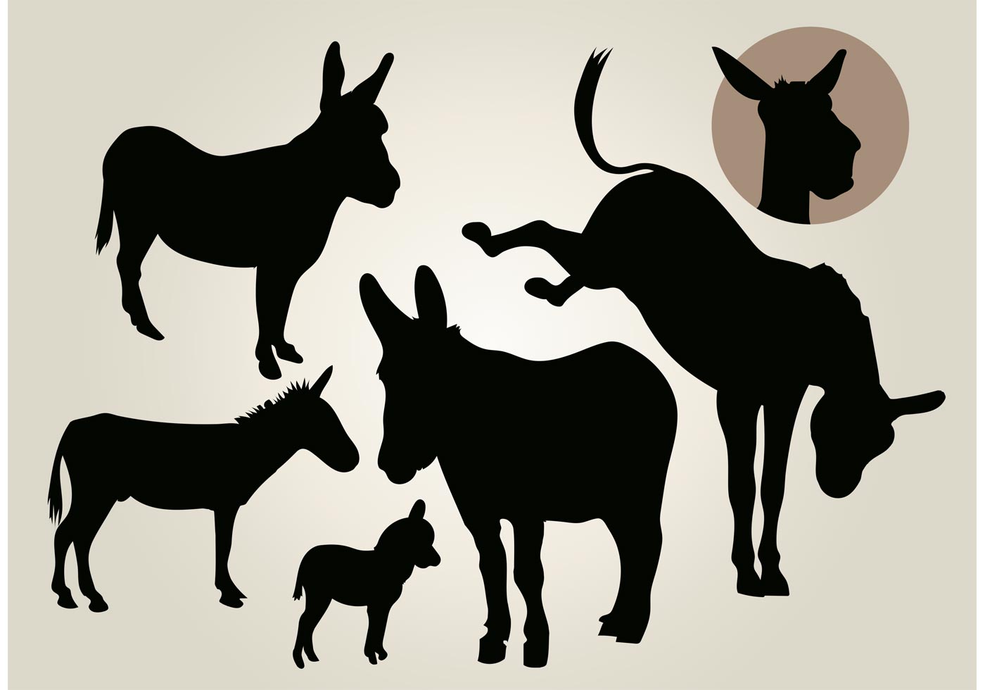 Donkey Silhouette Free Vector Art.