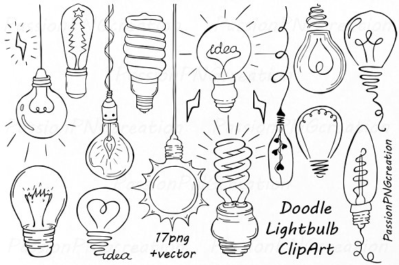 Doodle Light Bulb Clipart ~ Illustrations on Creative Market.