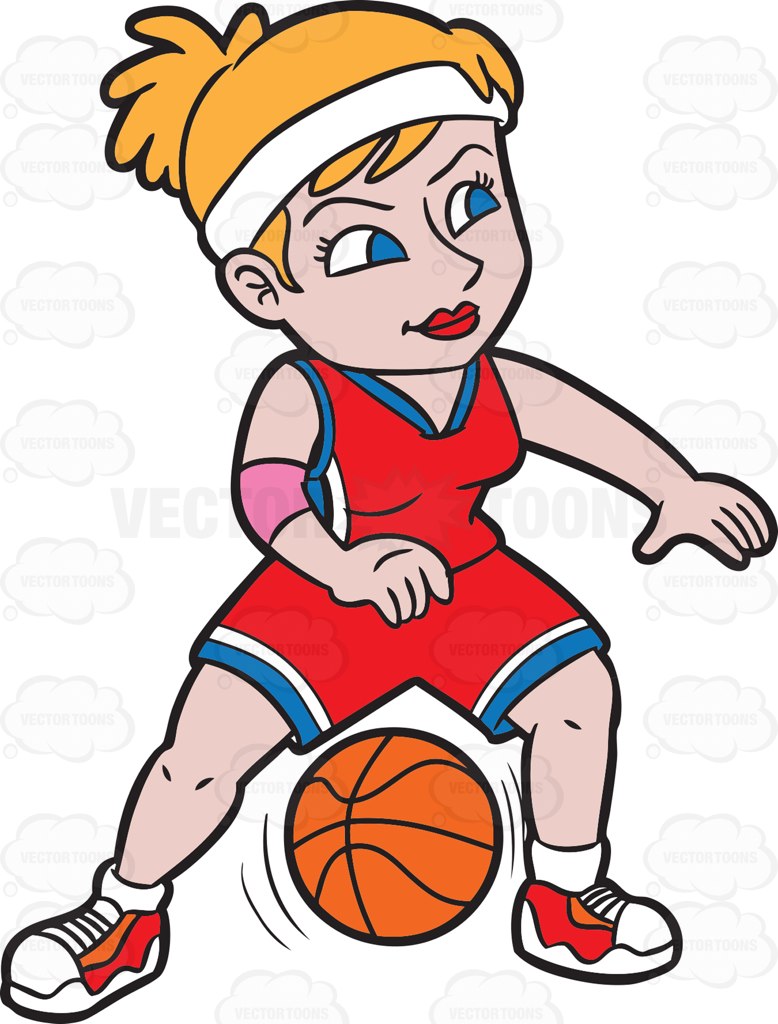 A Female Basketball Player Dribbling A Ball Cartoon Clipart.