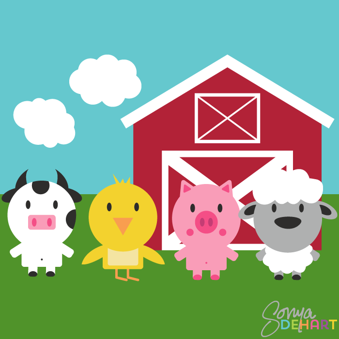 Clip art of farm.