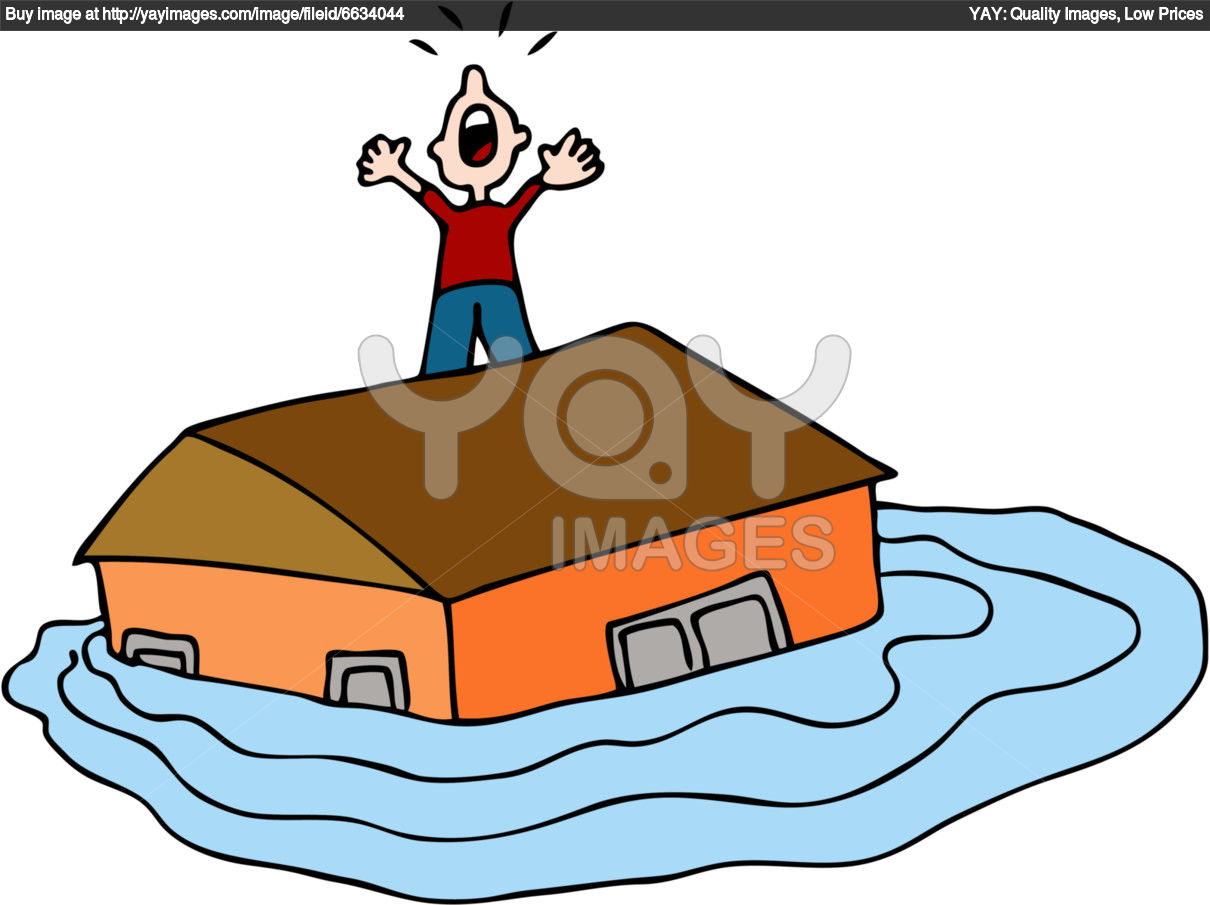 Flooded House Clipart.