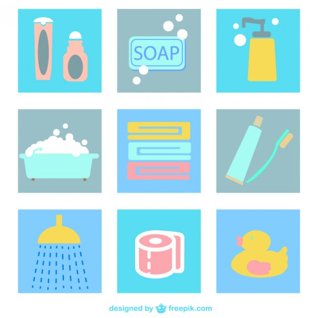 Bathroom Flat Icons Pack Free Vector.