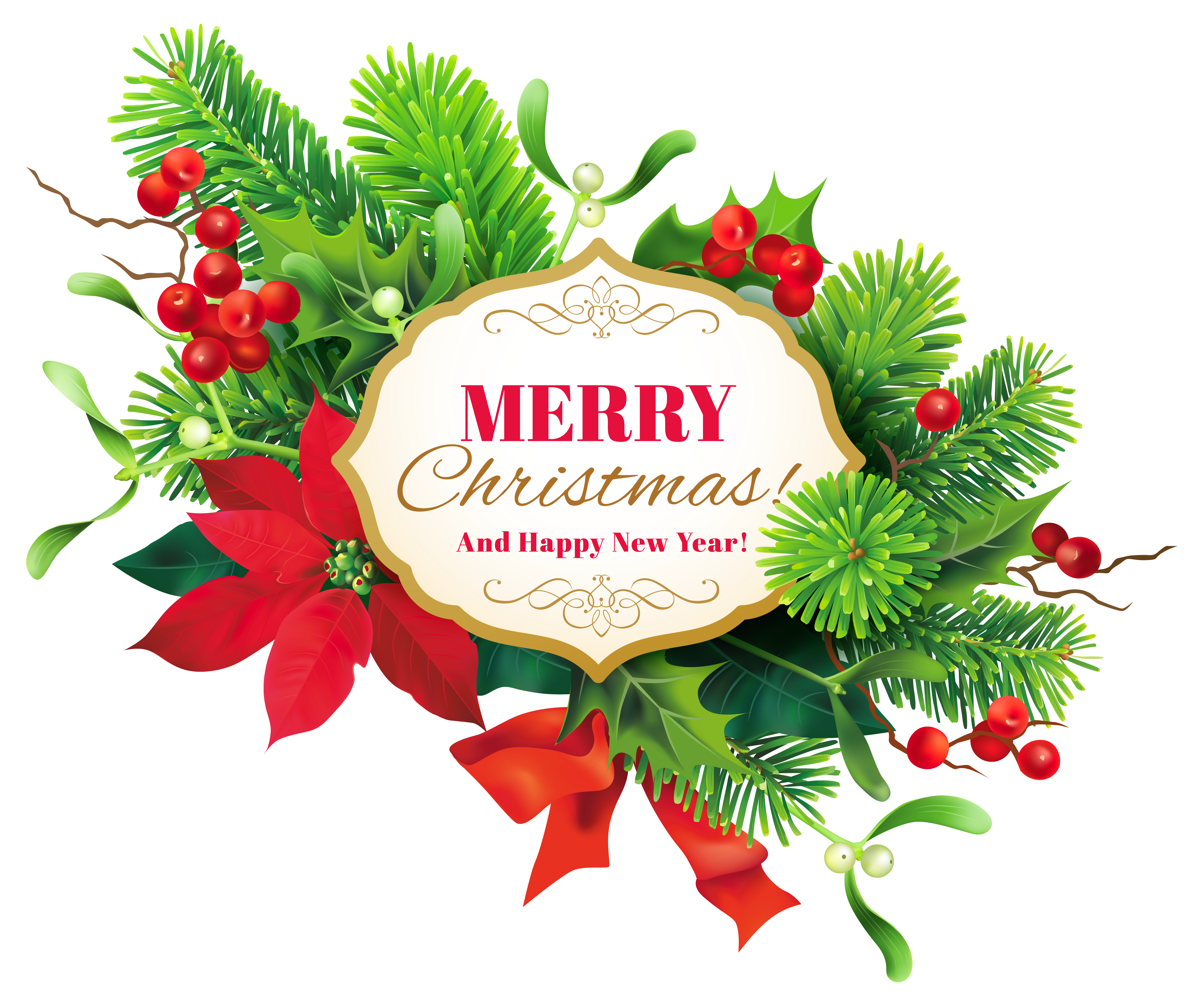 Merry Christmas Decor PNG Clipart Image.