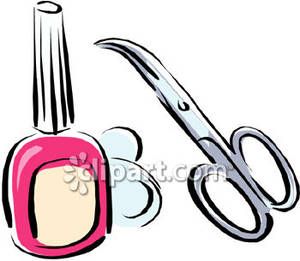 Manicure Scissors And Nail Polish Royalty Free Picture.