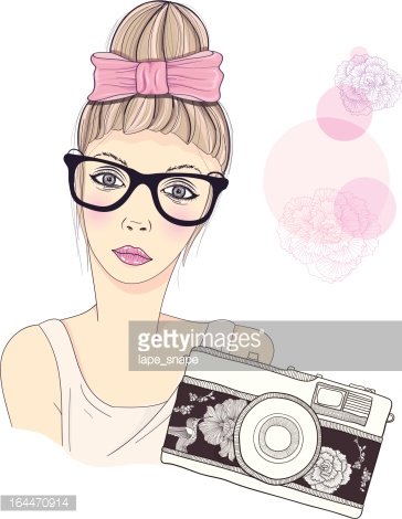 Fashion girl photographer background Clipart Image.