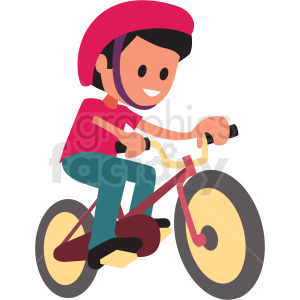 cartoon boy riding bike clipart. Royalty.